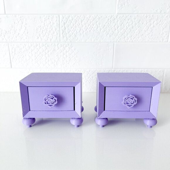Miniature Barbie Nightstands (Set of 2) Lavender 3D Printed Dollhouse Furniture - Picture 3 of 6